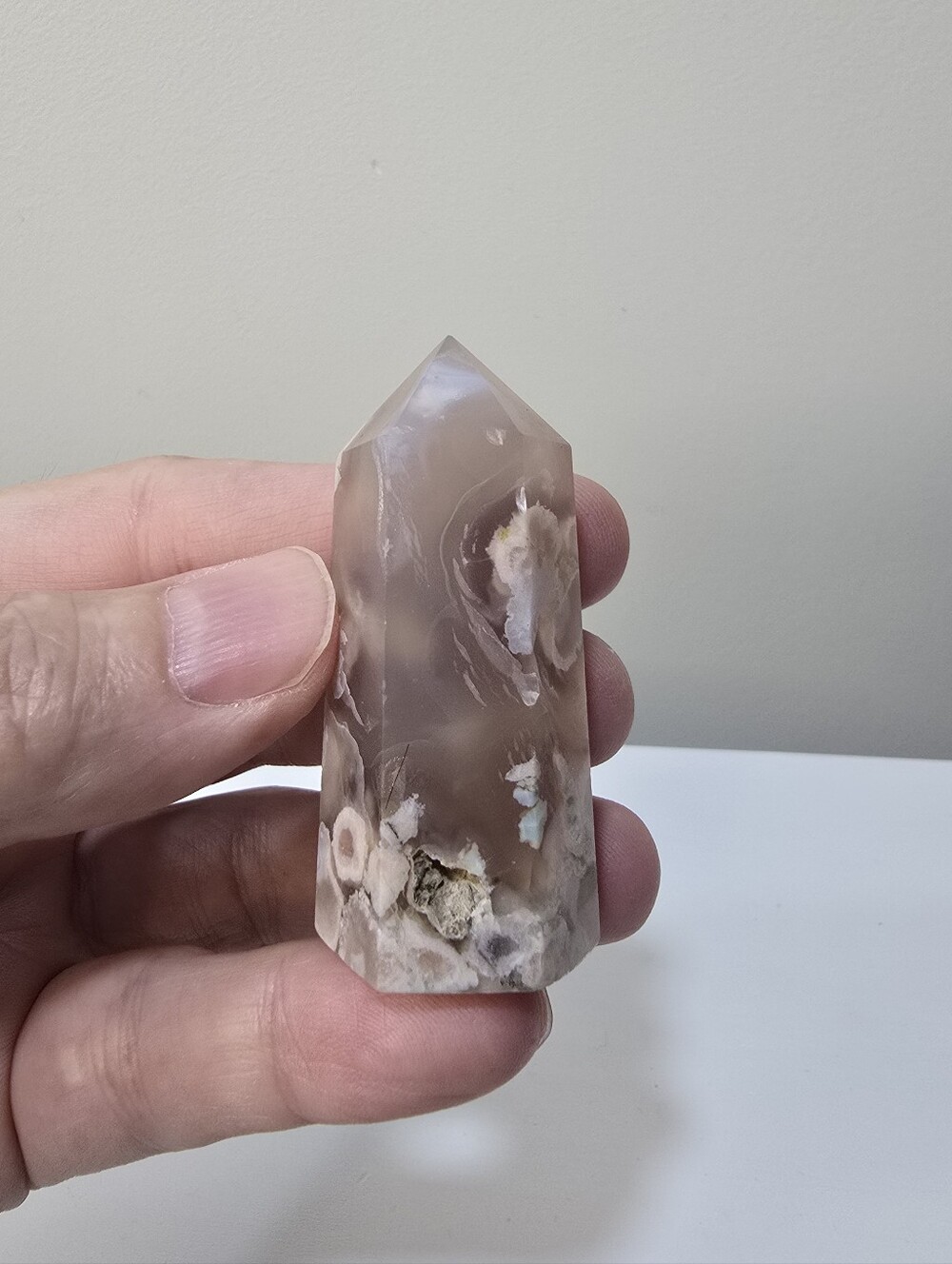 Cherry Blossom Agate Crystal Tower #E - Picture 5 of 6
